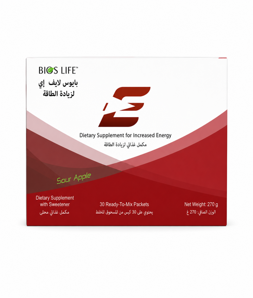 بايوس لايف إي – bios life e بنكهة التفاح الحامض (30 ظرف) bios life e 010 4